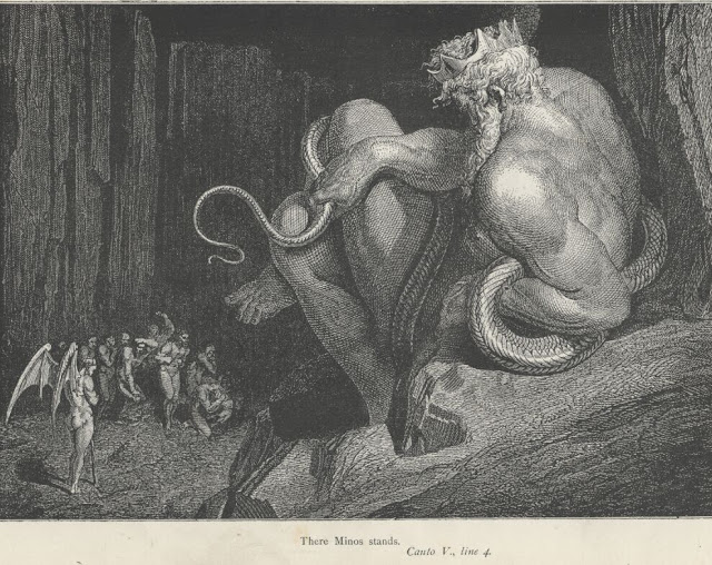 Gustave Doré's illustration of King Minos for Dante Alighieri's Inferno
